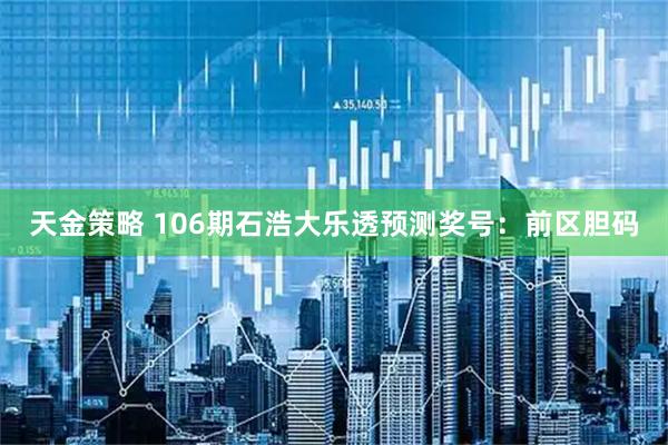 天金策略 106期石浩大乐透预测奖号：前区胆码