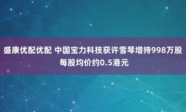 盛康优配优配 中国宝力科技获许雪琴增持998万股 每股均价约0.5港元